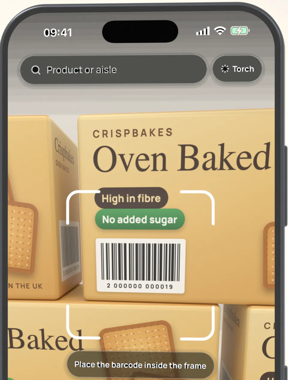 BCH Scan in English: the scanner, with a barcode inside the frame